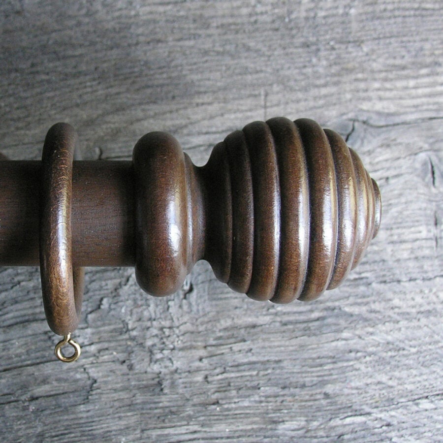 35mm Wooden Curtain Pole Set - Walnut