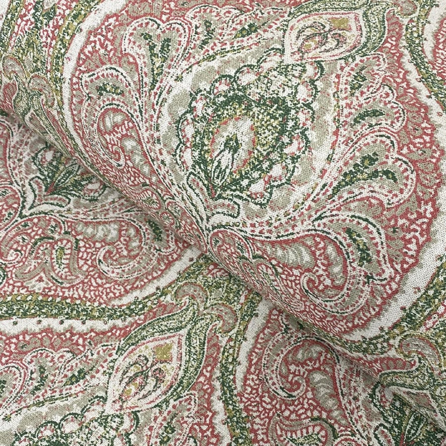 larger scale curtain fabric in pink and green