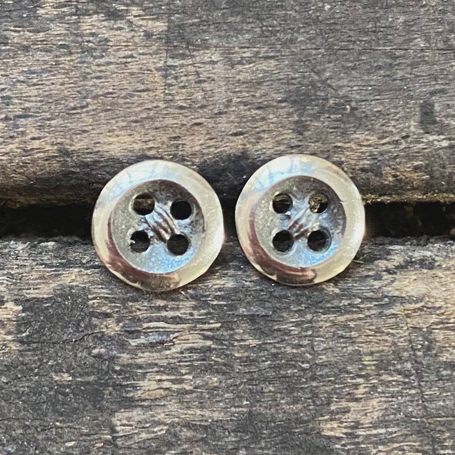 Oxidised Silver Button Earrings CDLT 3/16a