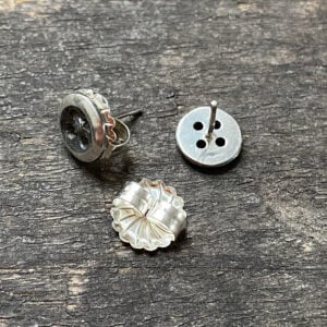 Oxidised Silver Button Earrings CDLT 3/16a - Image 2