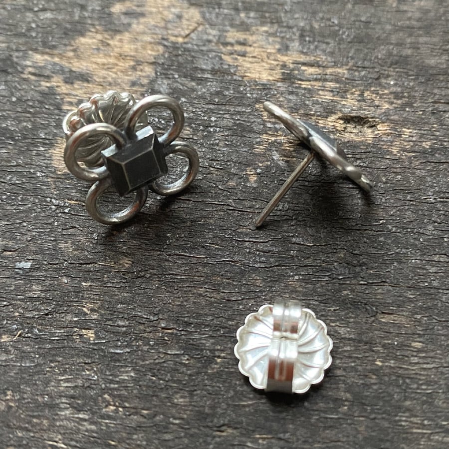 Oxidised Silver Quatrefoil Earrings CDLT 3/7