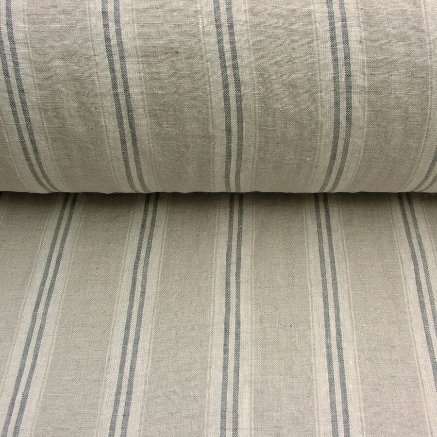 Washed Linen Oland Stripe - Grey