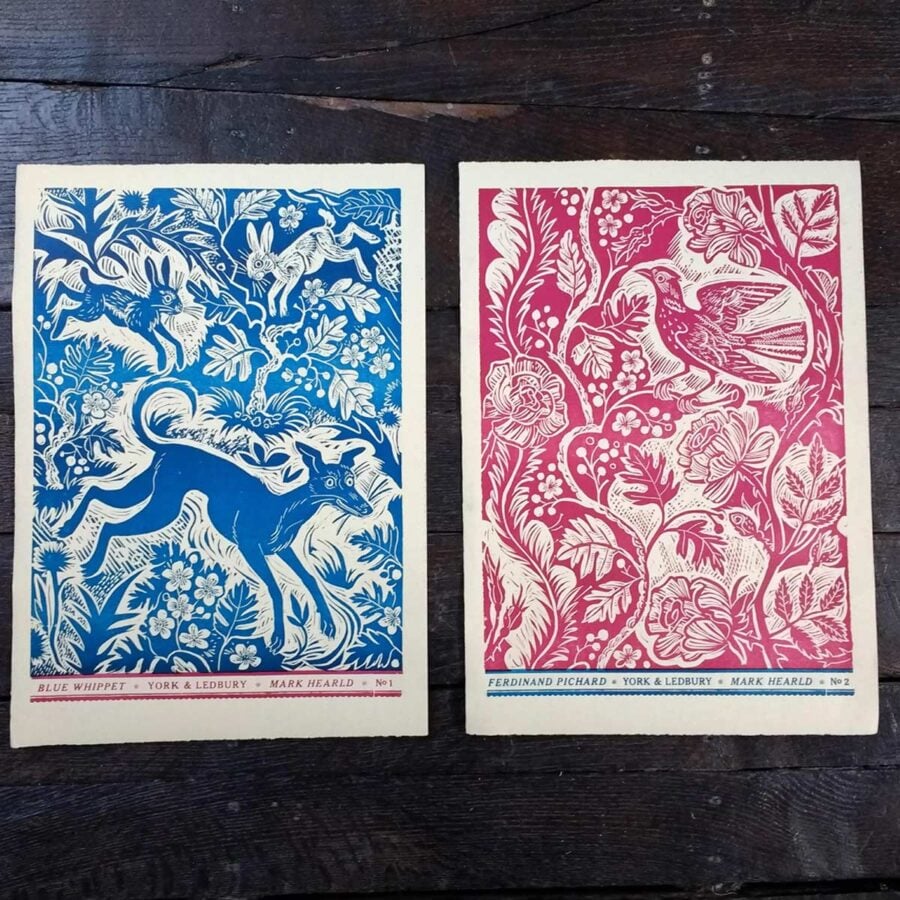 Mark Hearld Papier Dominote - Blue Whippet