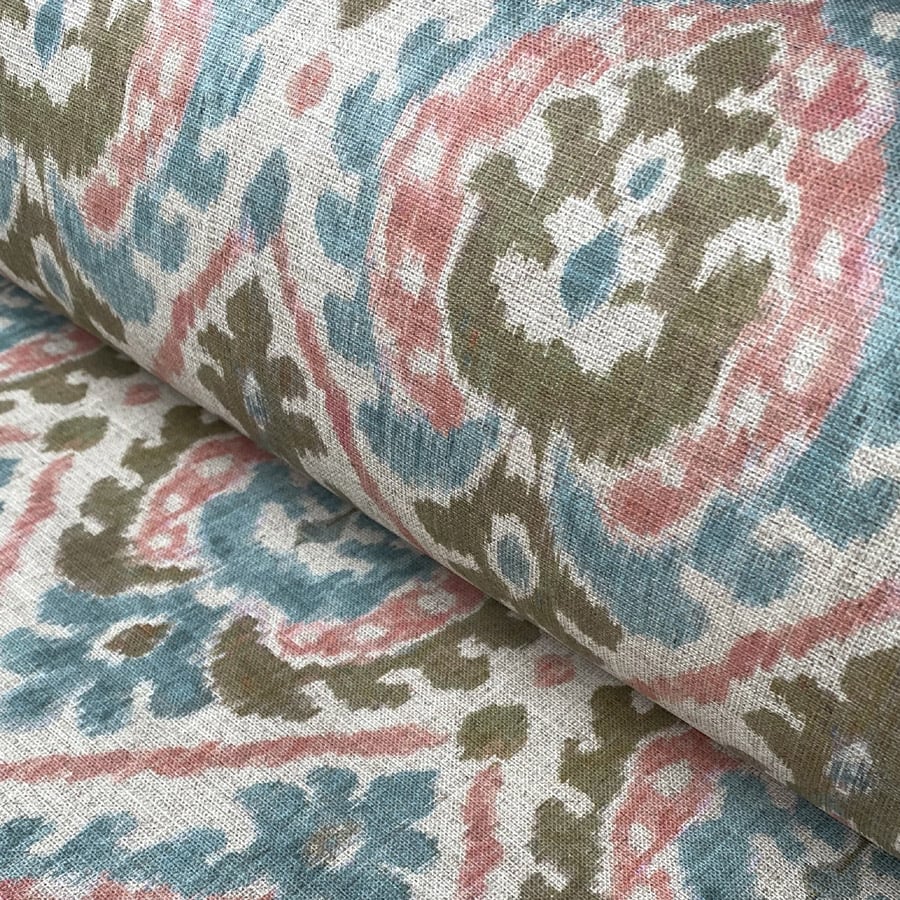 Extra Wide Ikat Fabric in pink and blue