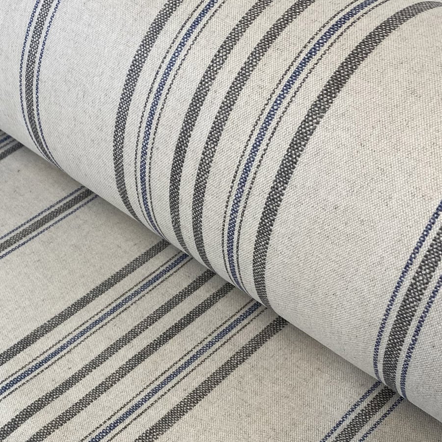 extra wide stripe fabric in blue & grey