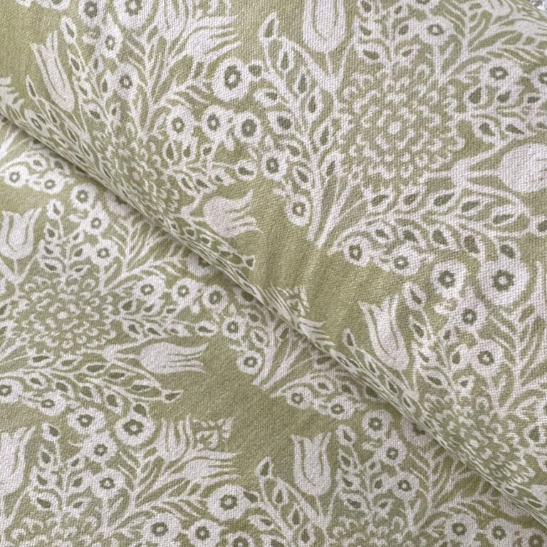 Extra Wide fabric with sage green floral design