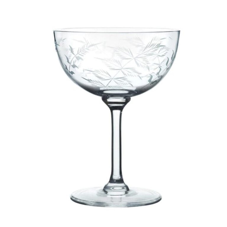 Pair of Crystal Champagne Saucers - Fern Design - Image 2