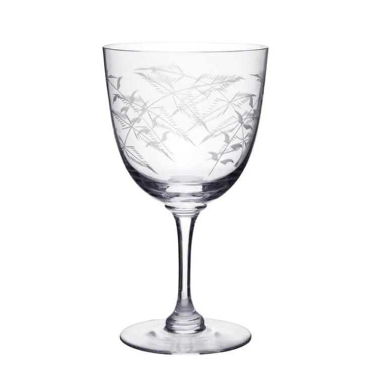 Set of Six Crystal Wine Glasses - Fern Design - Image 2