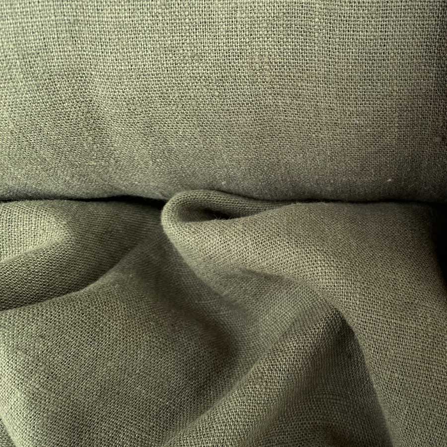 Dark green linen fabric