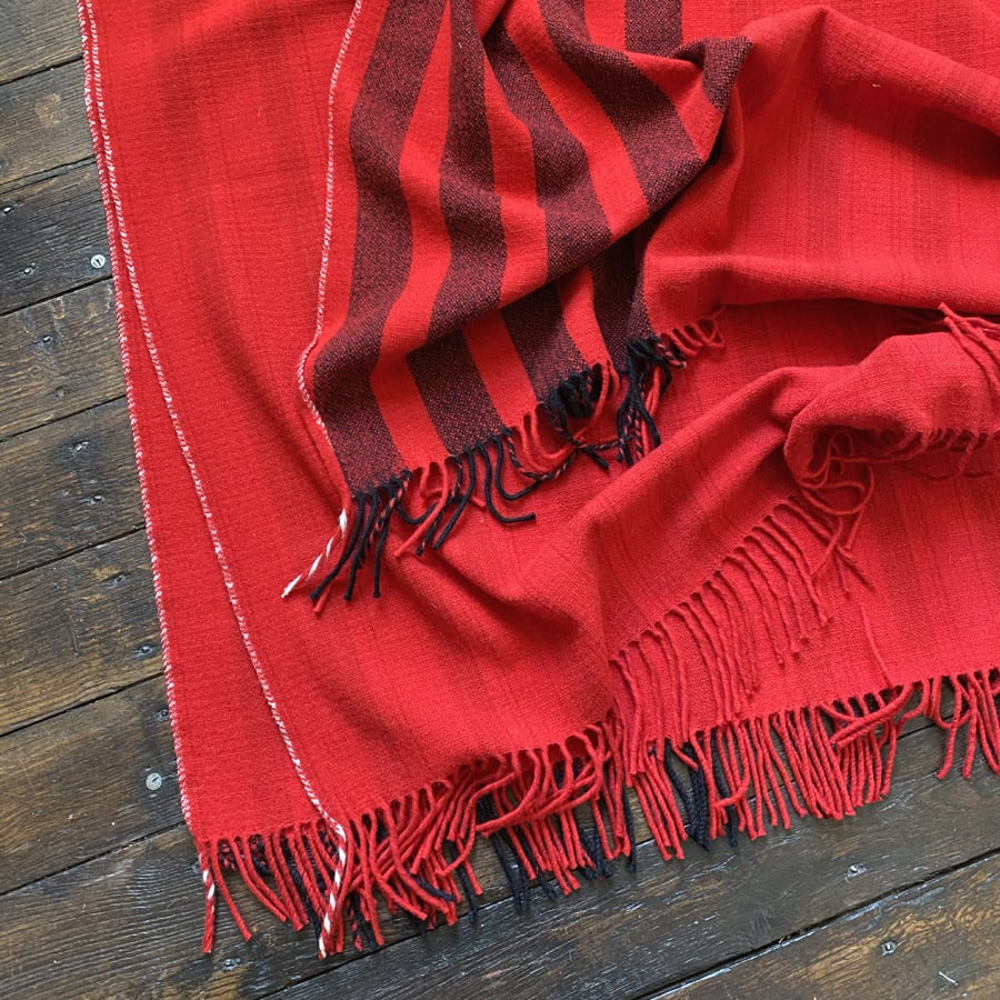 Loom Woven Single Blanket - Scarlet