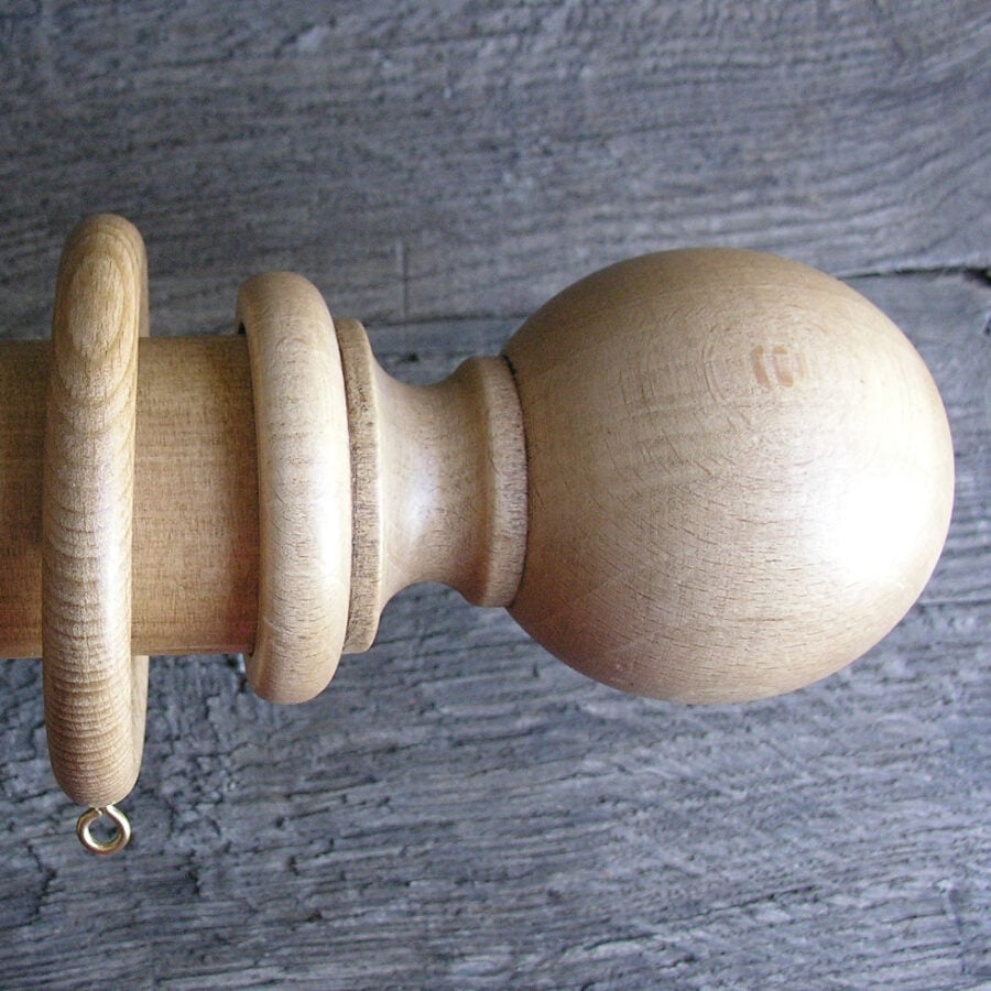 50mm Wooden Curtain Pole Set - Light Oak Finish