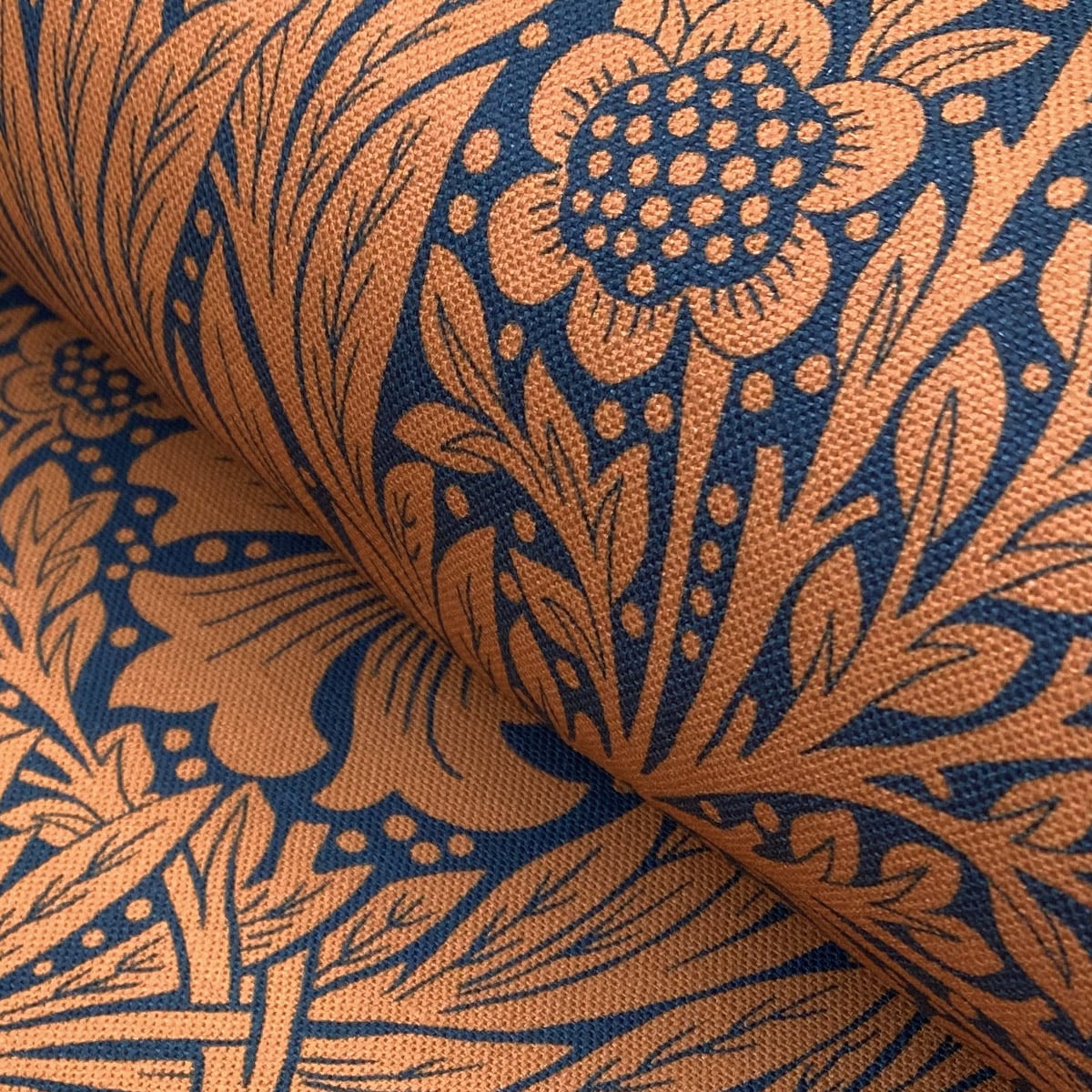 Ben Pentreath for Morris & Co: Marigold in Navy and Burnt Orange - Image 1