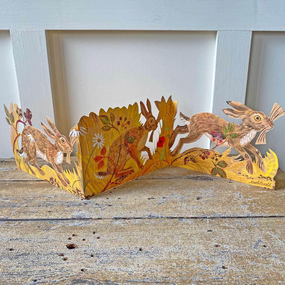 Mark Hearld Fold out Card - Hares - Image 1
