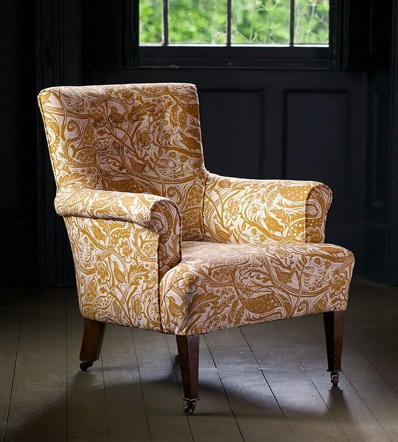 Mark Hearld Wren - Ochre Heavyweight Linen