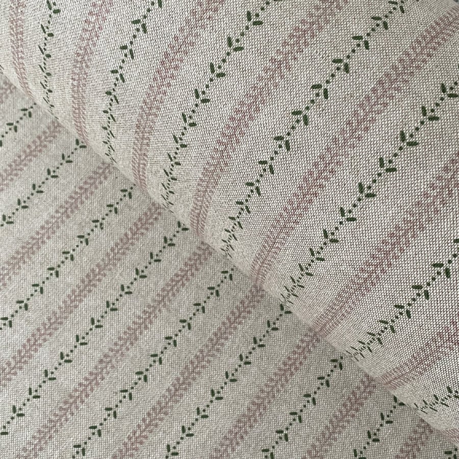 Maya Stripe Natural - Pink and Leaf Green