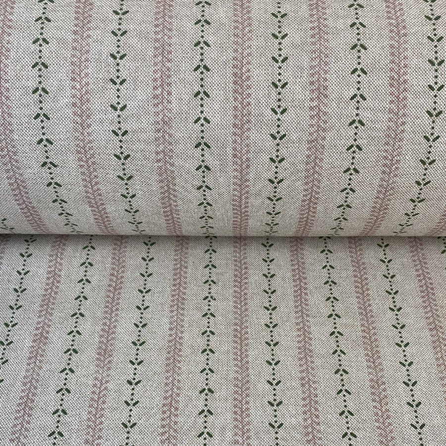 Maya Stripe Natural - Pink and Leaf Green