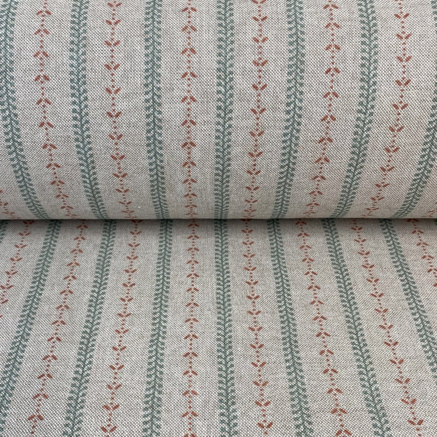 Maya Stripe Natural - Seagreen and Coral