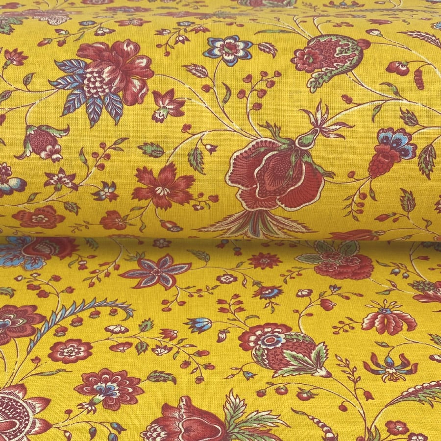 Oilcloth Dianthus - Yellow and Peony