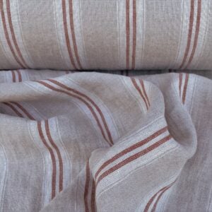 Linen Striped Fabric Red