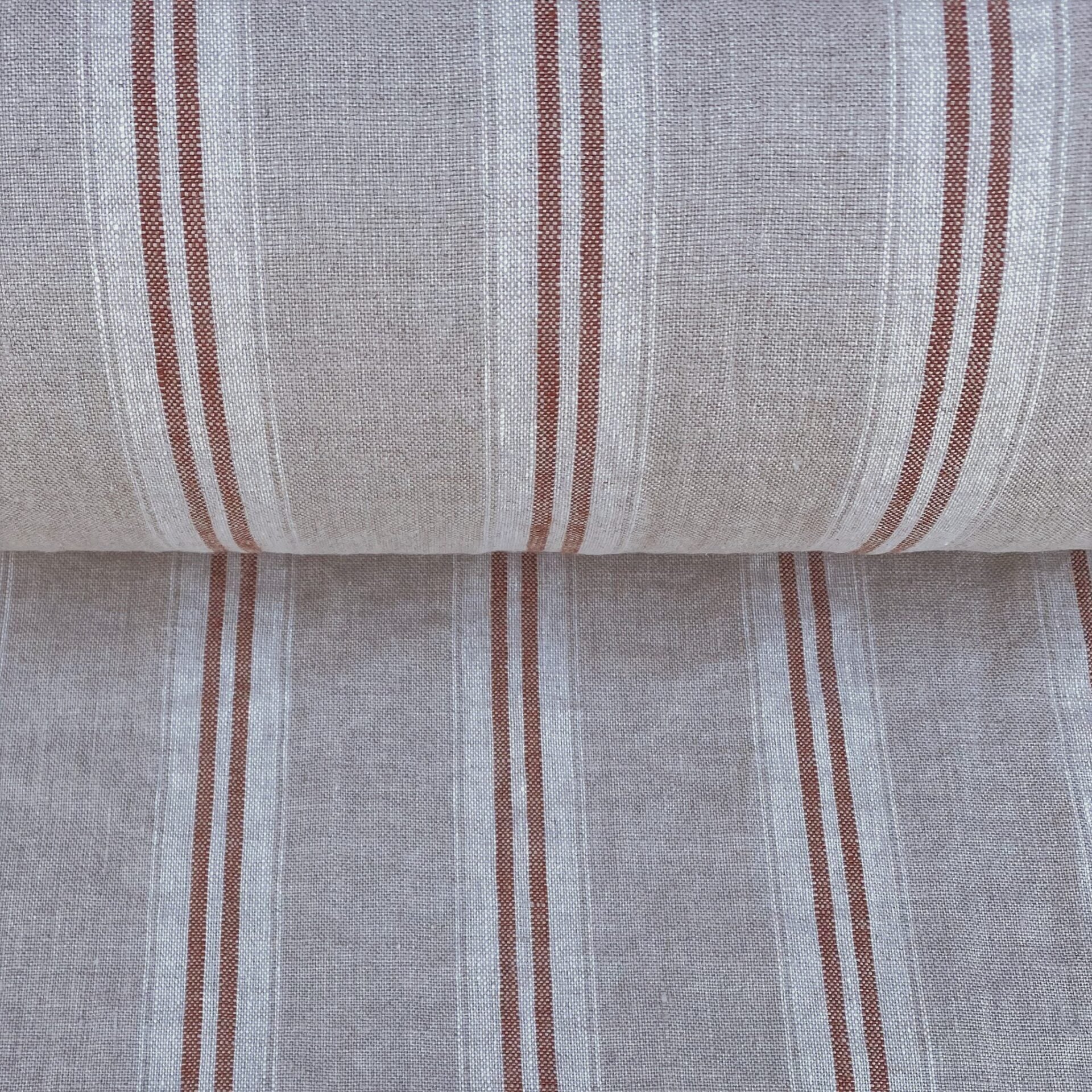 Washed Linen Oland Stripe - Brick - Image 3