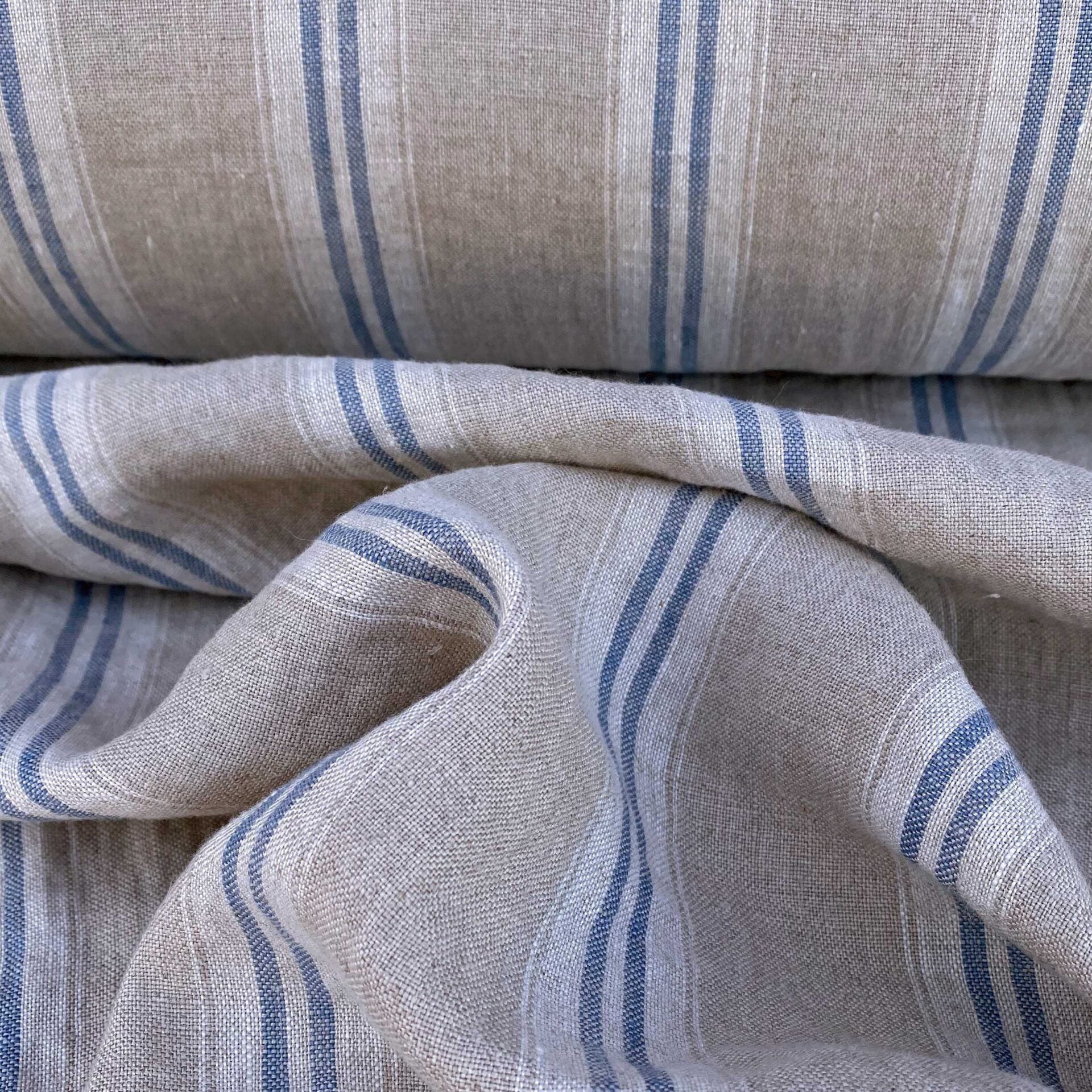 Washed Linen Oland Stripe - Denim Blue - Image 2
