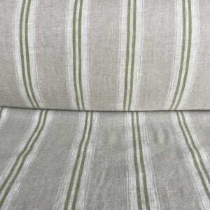 Washed Linen Oland Stripe - Grass Green - Image 3