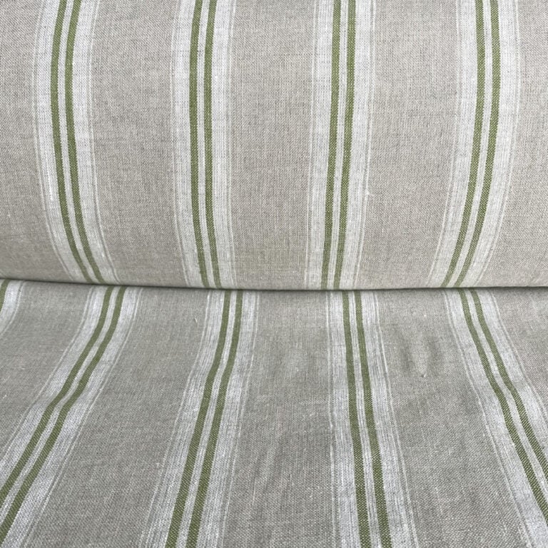 Washed Linen Oland Stripe - Grass Green - Image 3