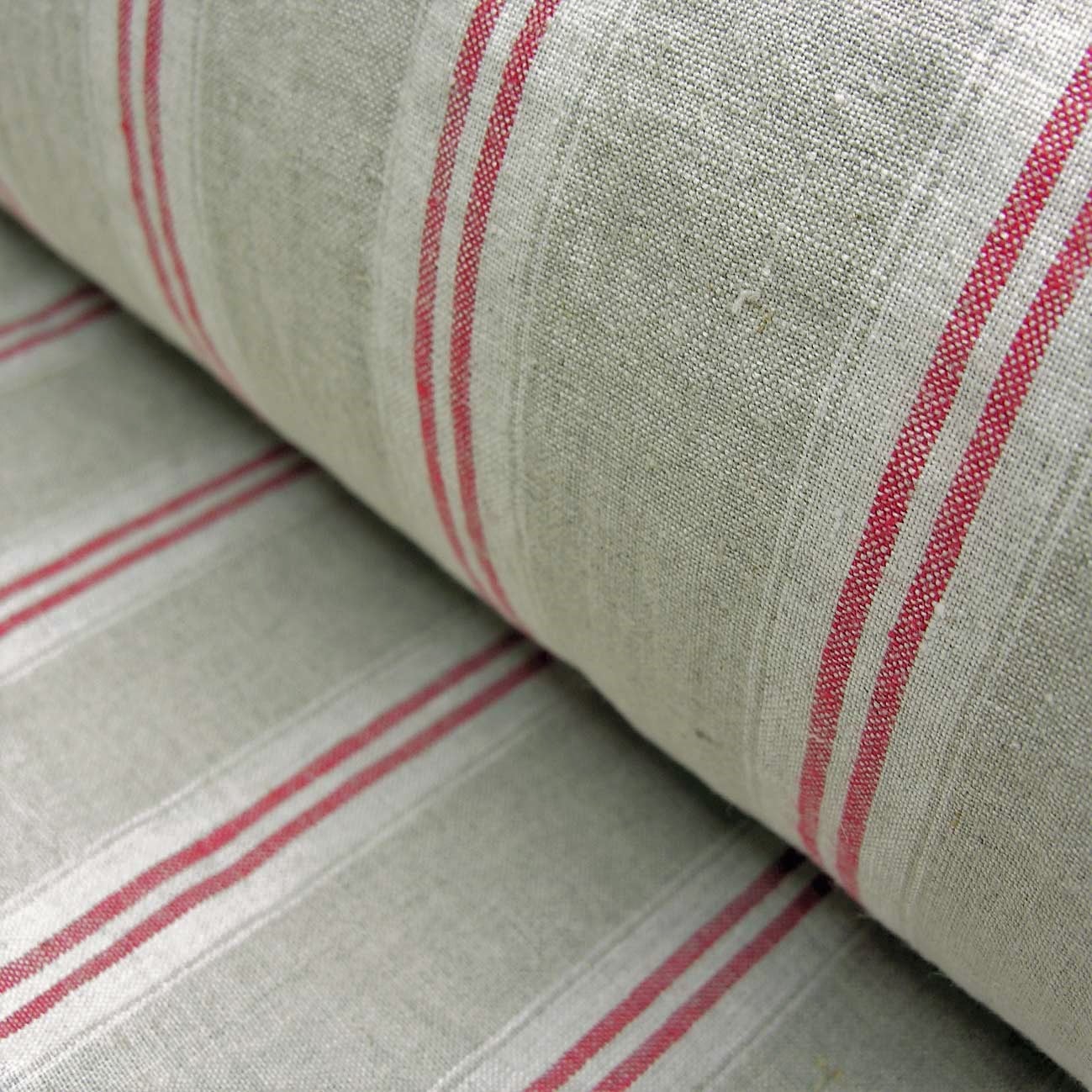 Washed Linen Oland Stripe - Red - Image 1