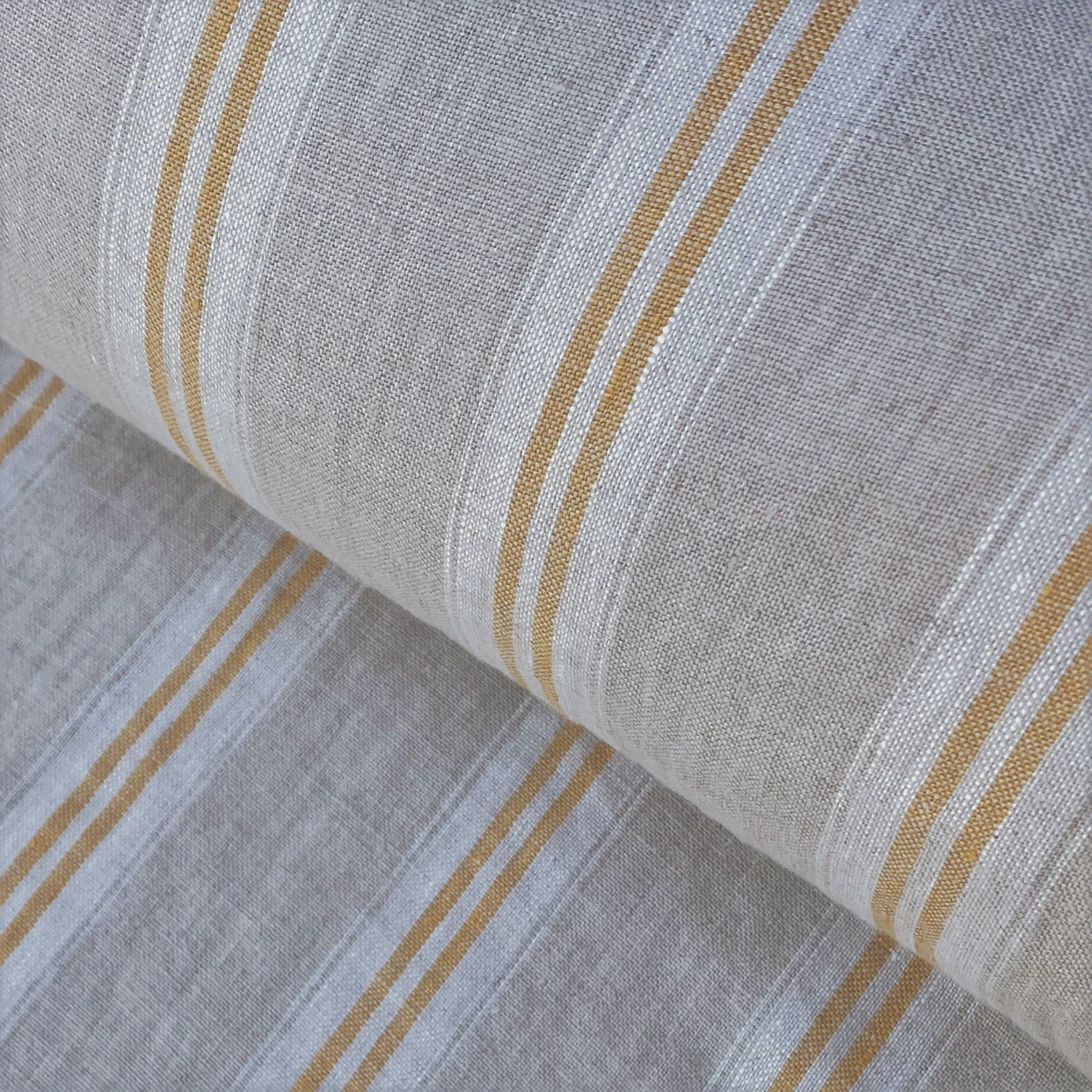 Washed Linen Oland Stripe - Saffron - Image 1