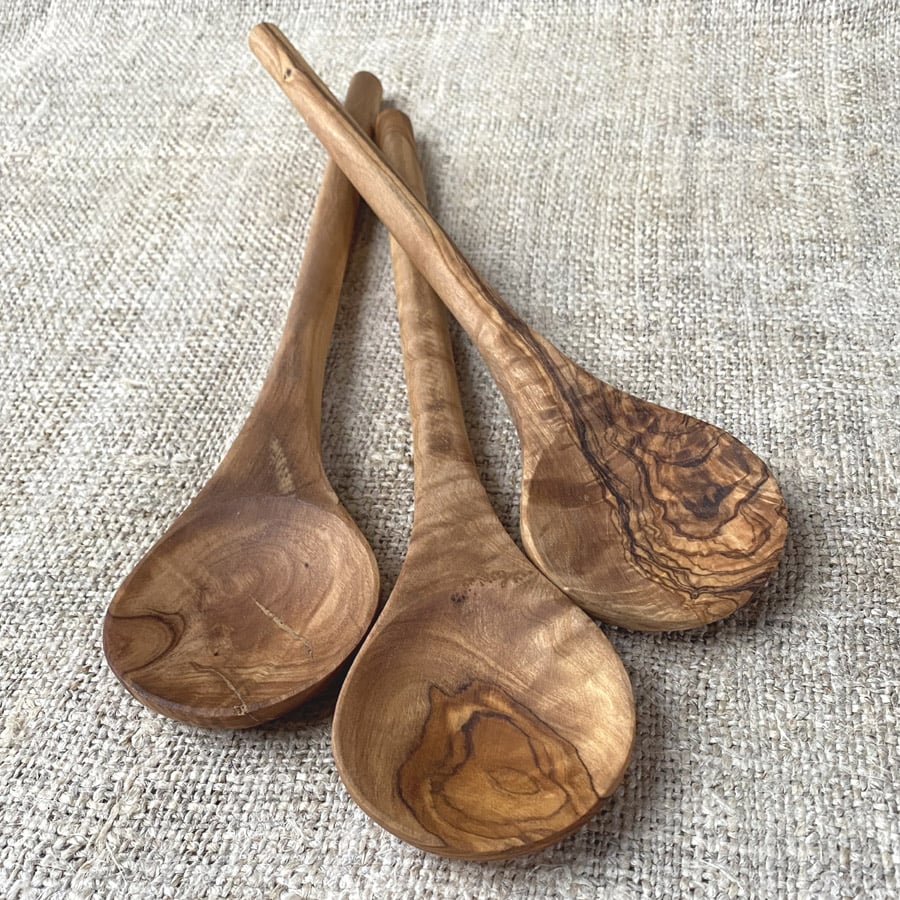 Olive Wood Round Spoon