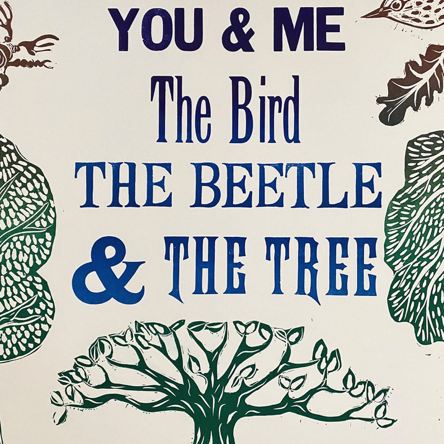 One Kin Letterpress Poster - Nicola Davies