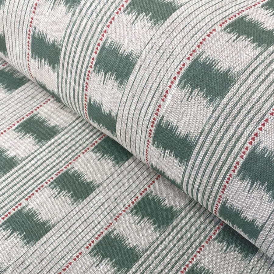 Soft Green ikat stripe linen
