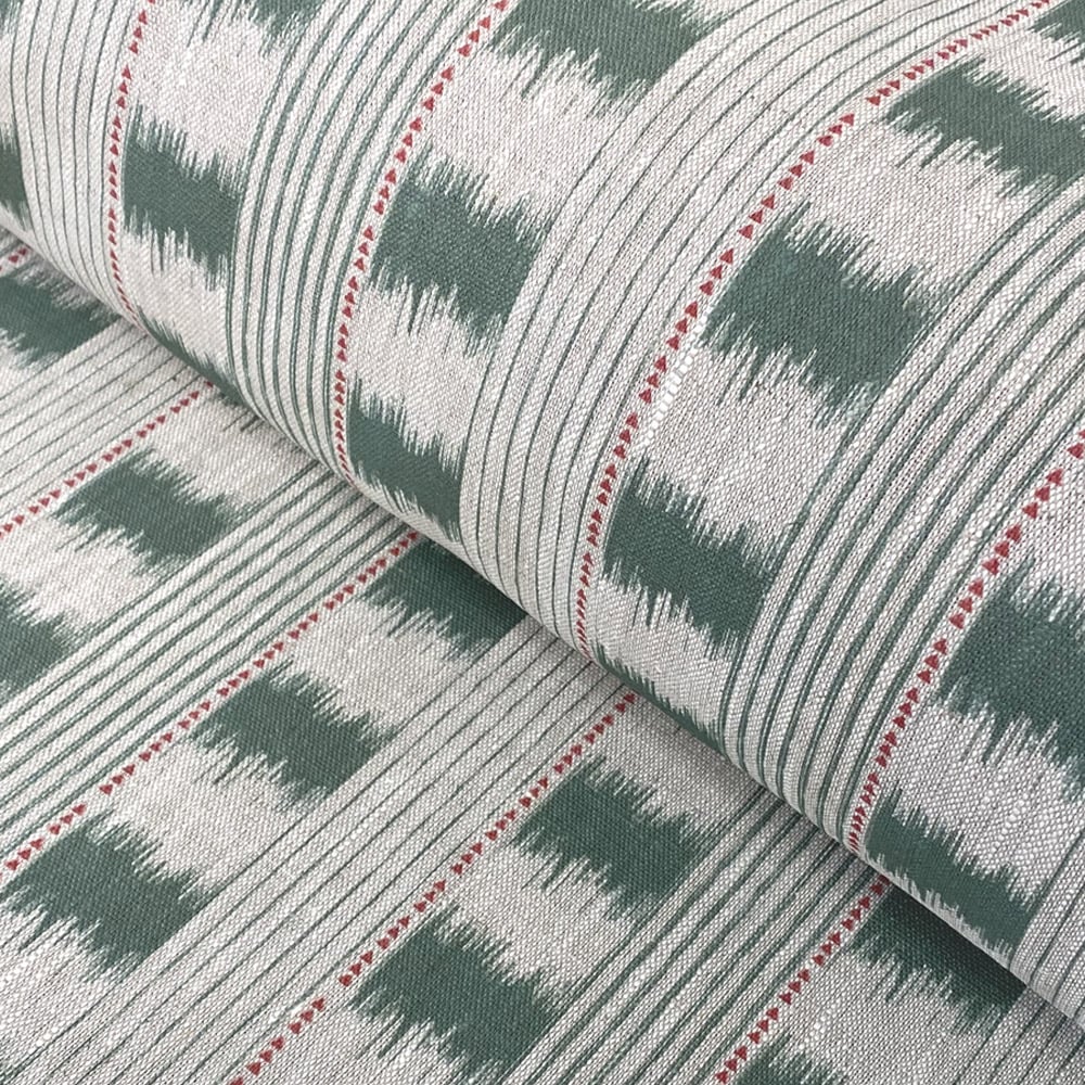 Soft Green ikat stripe linen