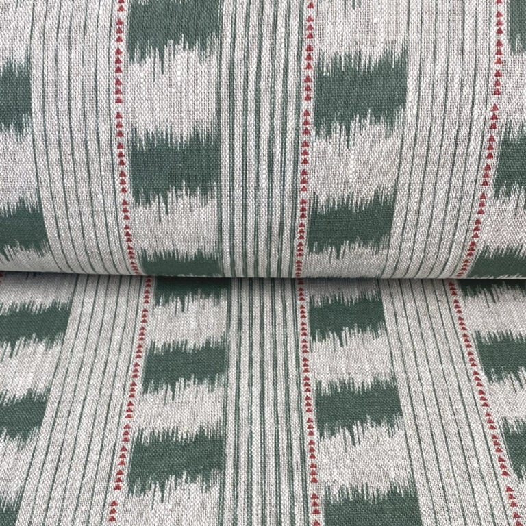 Otto Linen Stripe - Forest Green - Image 3