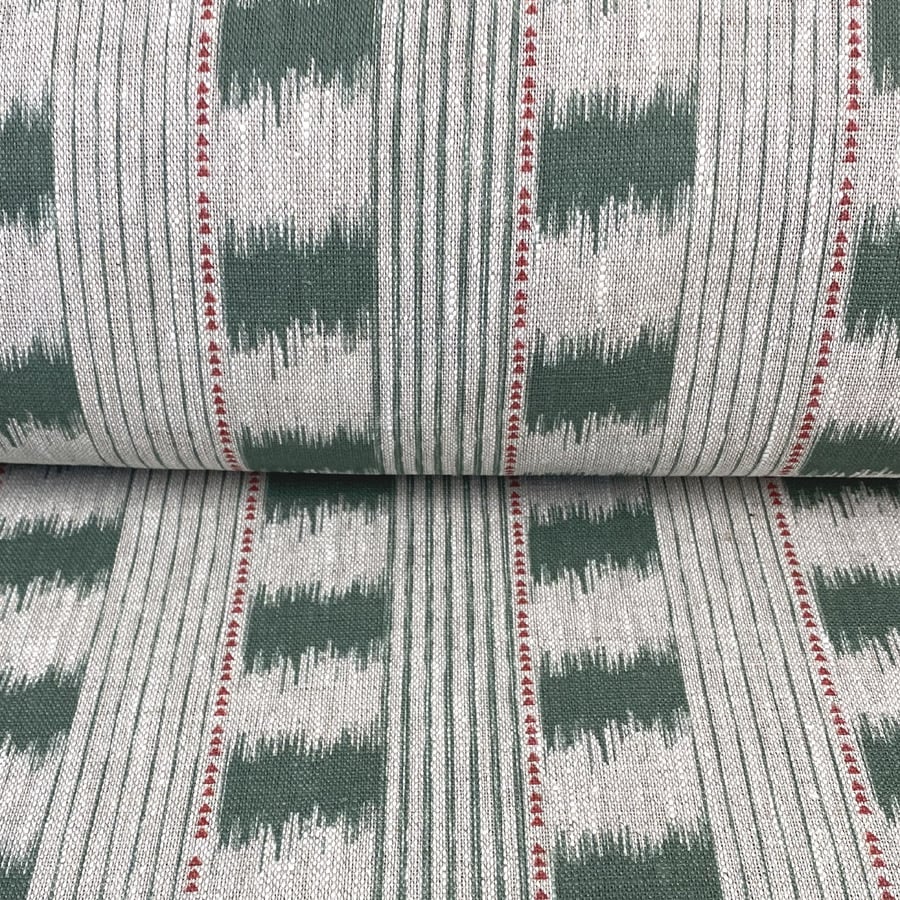 Otto Linen Stripe - Forest Green