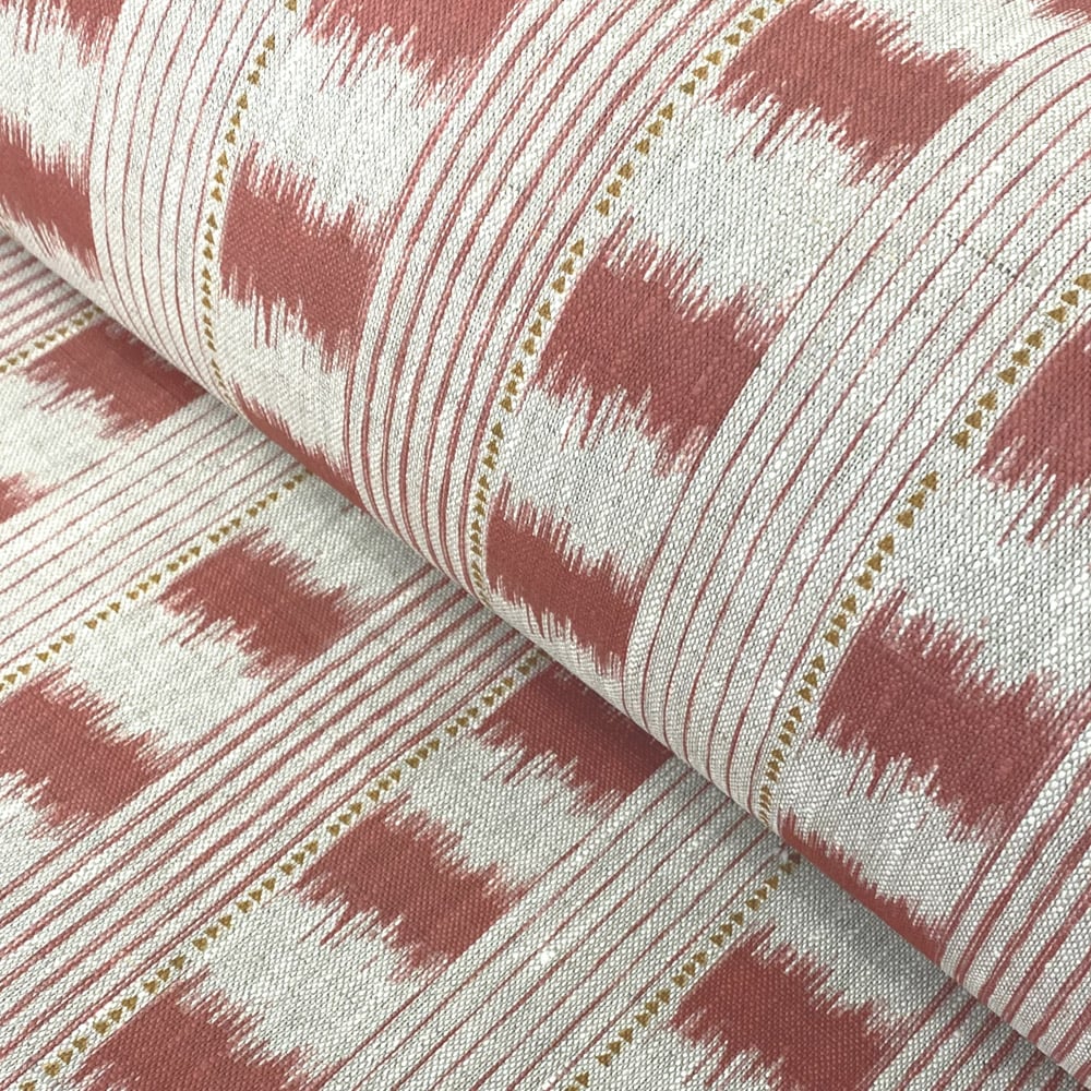 Otto Linen Stripe - Strawberry - Image 1