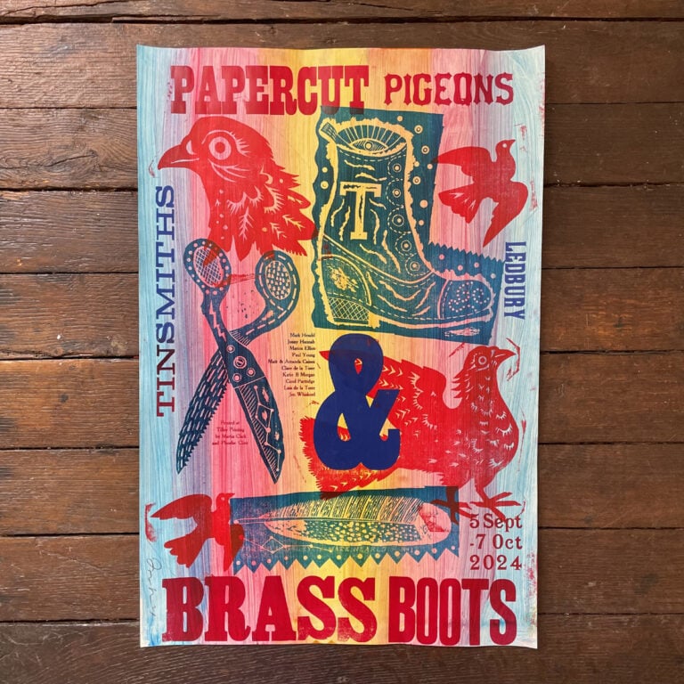 Paper Cut Pigeons & Brass Boots Poster - No.23