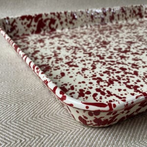 Enamelware Rectangle Tray - Burgundy and Cream - Image 2