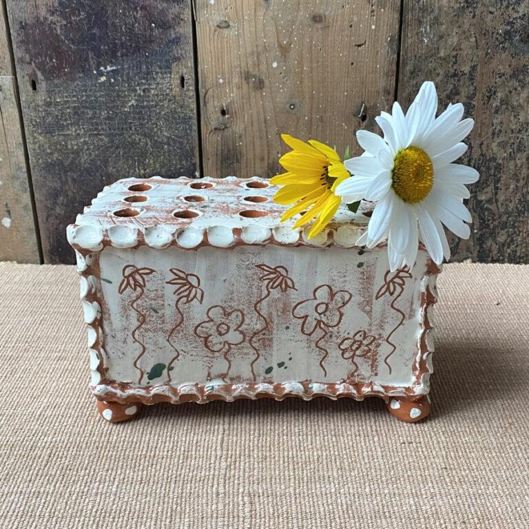 Sarah Monk Ceramic Flower Brick - White Floral - Image 4