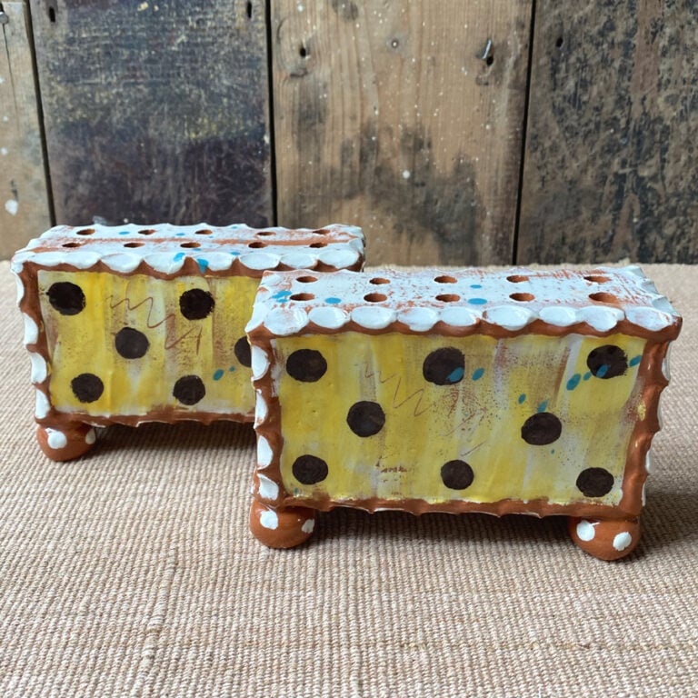 Sarah Monk Ceramic Flower Brick - Yellow Spotty - Image 5