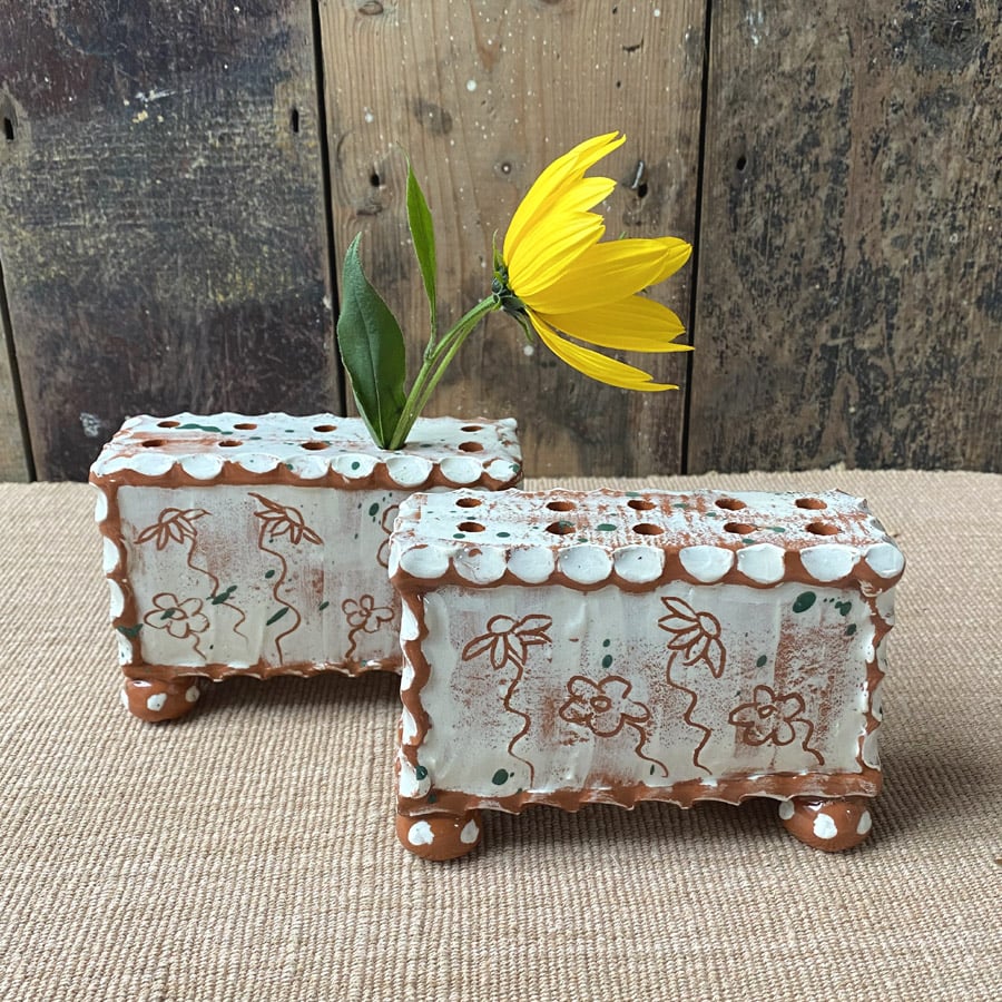 Sarah Monk Ceramic Flower Brick - White Floral