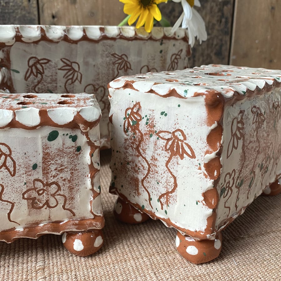 Sarah Monk Ceramic Flower Brick - White Floral