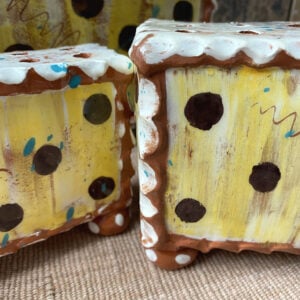 Sarah Monk Ceramic Flower Brick - Yellow Spotty - Image 3
