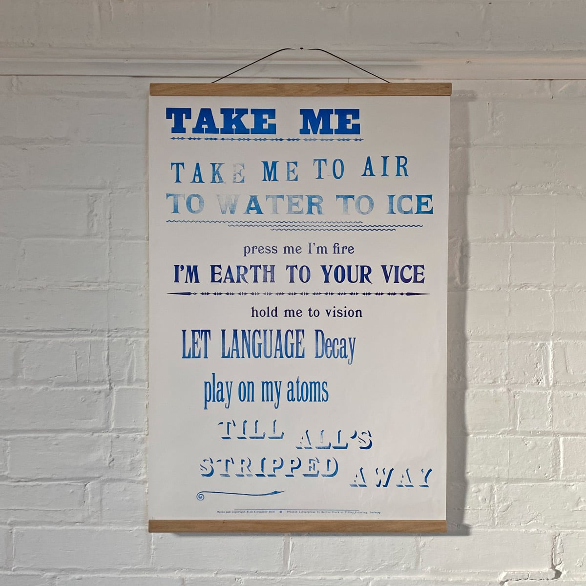 Take Me, Letterpress Poster - Image 1