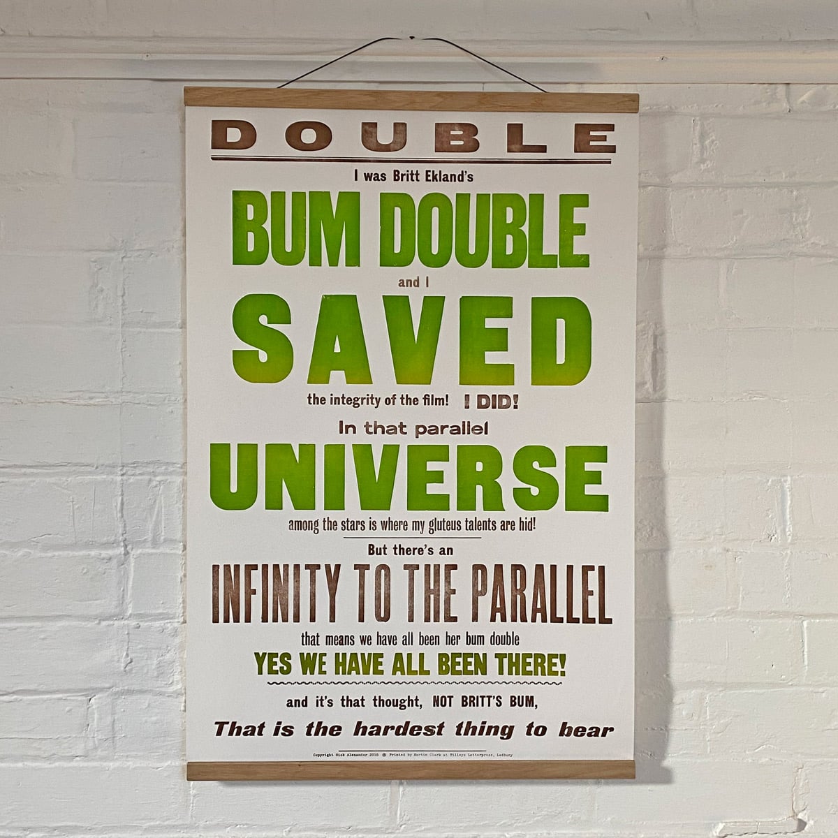 Bum Double, Letterpress Poster - Image 1