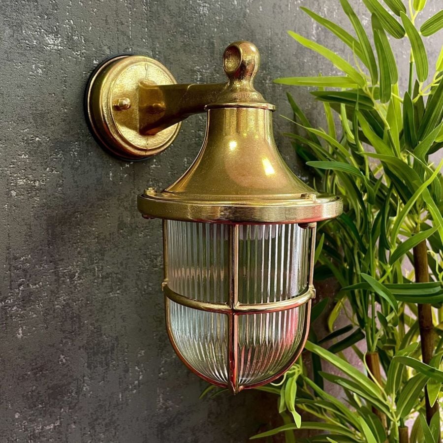 Brass Wall Lantern - Antique Finish