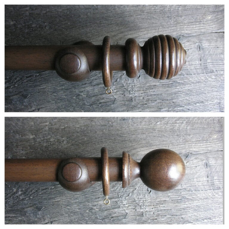 35mm Wooden Curtain Pole Set - Walnut