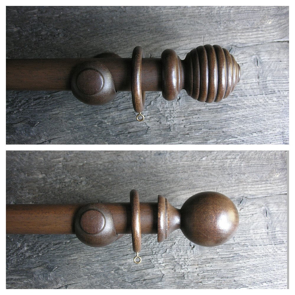 35mm Wooden Curtain Pole Set - Walnut - Image 1