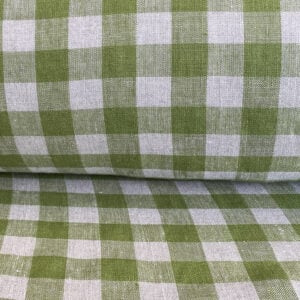 Washed Linen Check Grass Green - Image 3