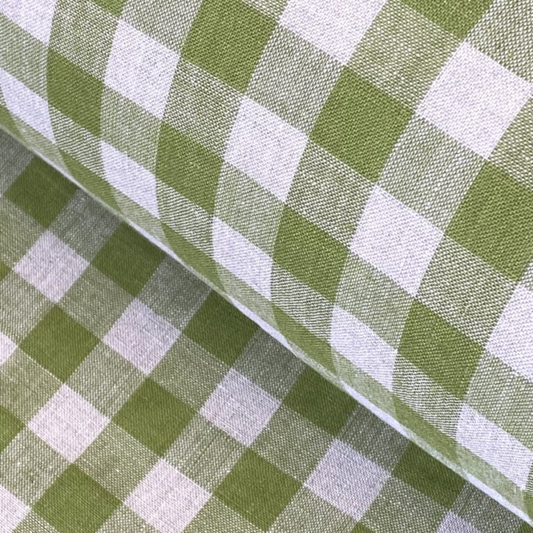 Washed Linen Check Grass Green